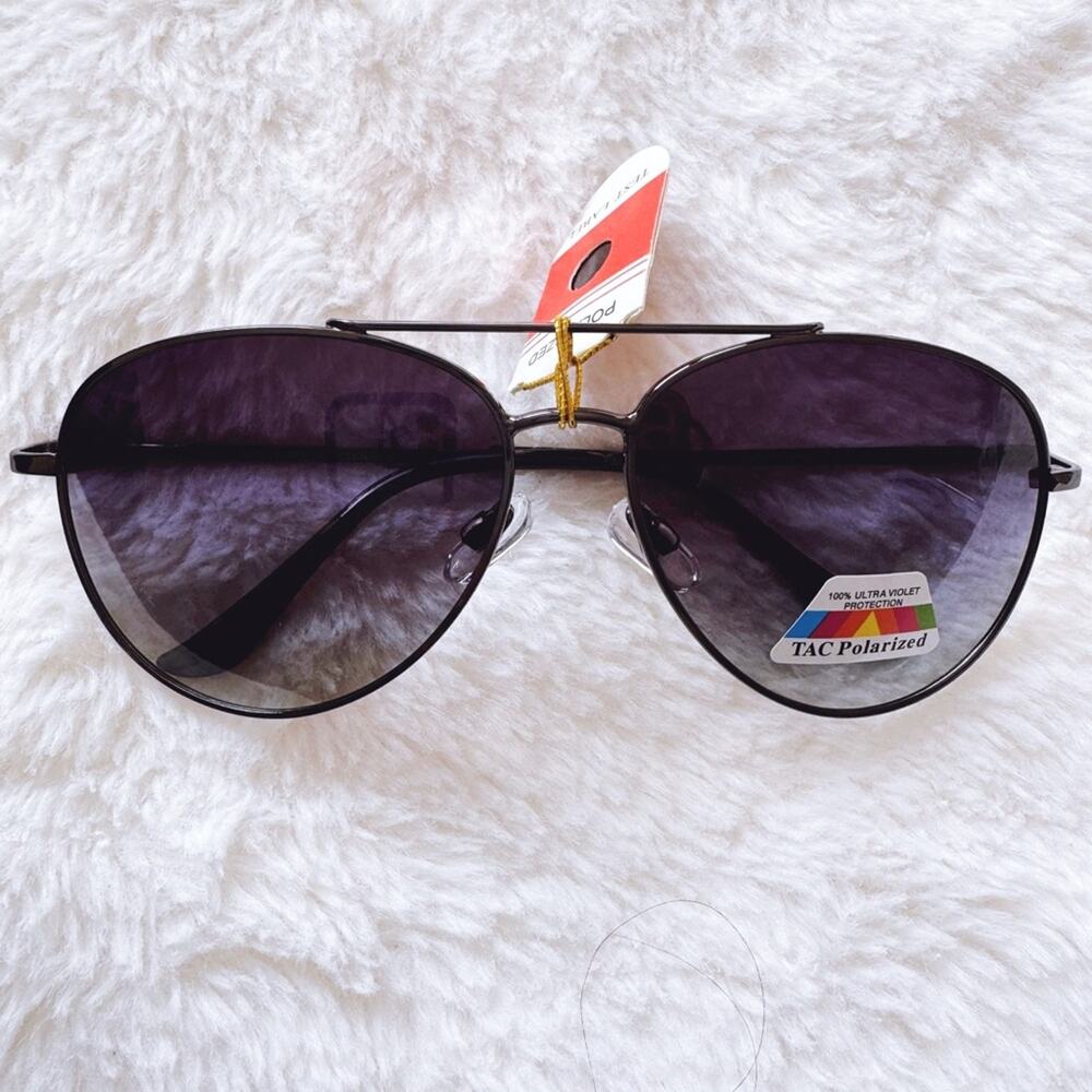 Freya Black W/Black Rim Polarized Aviator Sunglasses